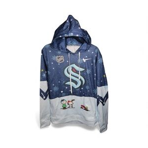 NHL Seattle Kraken holiday hoodie with Peanuts characters & Snoopy size M
